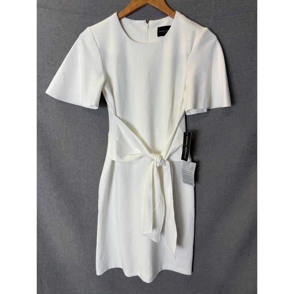 Donna Morgan Ivory Solid Tie Front Dress Sz 0 Short Cocktail